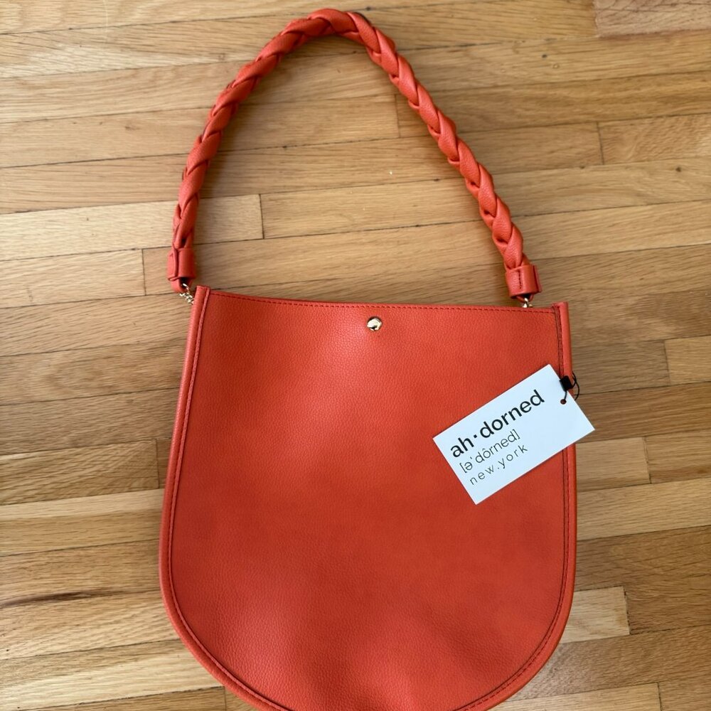 NWT AhDorned Vegan Leather U-Bag with Braided Strap – Orange